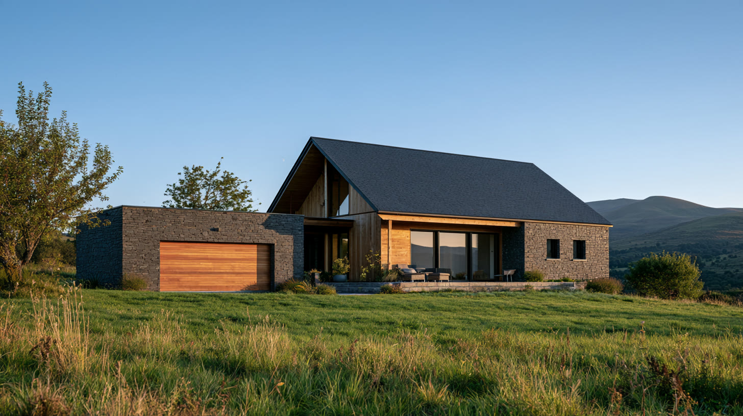 L'Essentiel — maison plain-pied de 100 m² en pierre de parement et bardage bois
